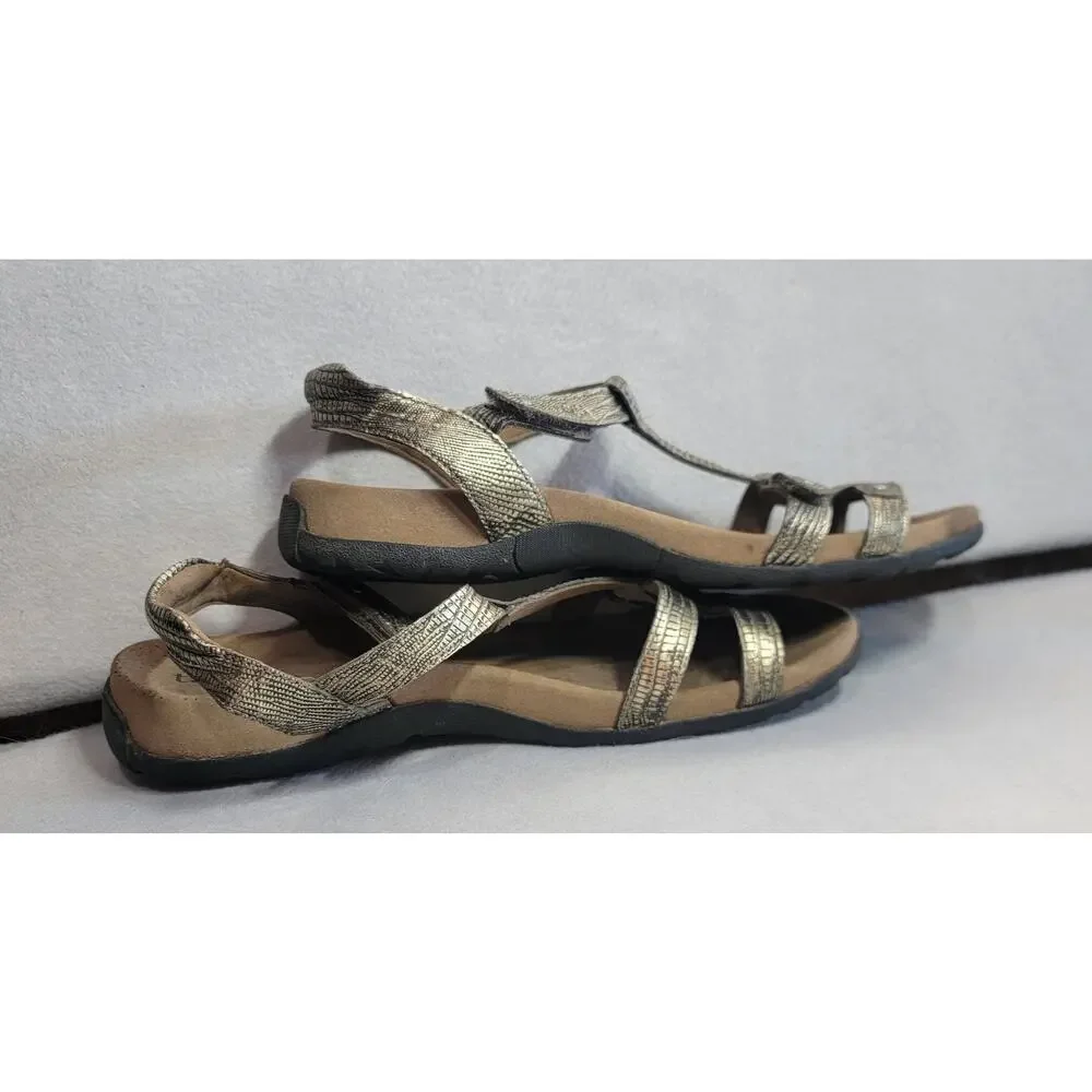 Taos Trophy 2 Metallic Embossed Leather Comfort Strappy Sandals Womens Size 9 40